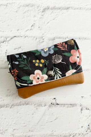 Black Floral Mini Wallet