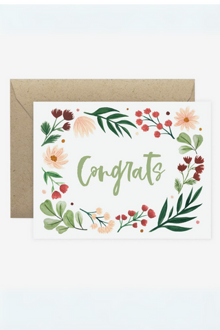 Congrats Floral Wreath Greeting Card