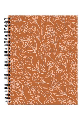 Terracotta Floral Spiral Lined Notebook