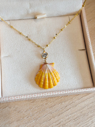 Large CZ Sunrise Shell Beam Necklace