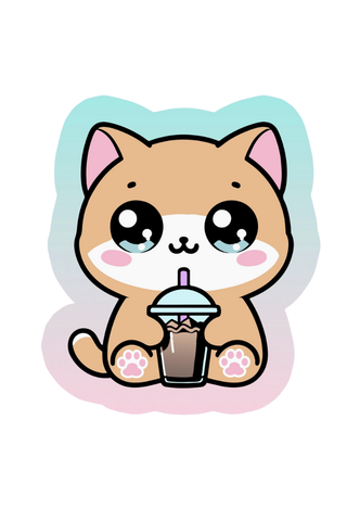 Cute Cat Coffee Sticker