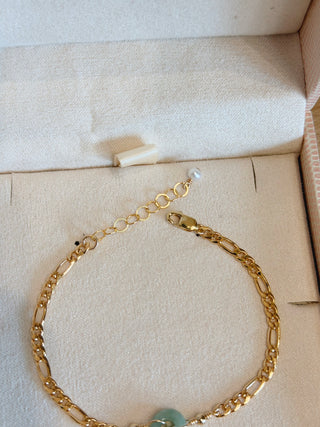 Mini Jade & Bead Figaro Bracelet