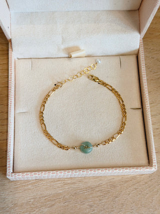 Mini Jade & Bead Figaro Bracelet