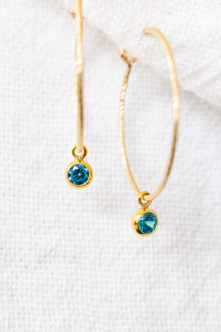 Ocean Blue CZ Twisted Hoops