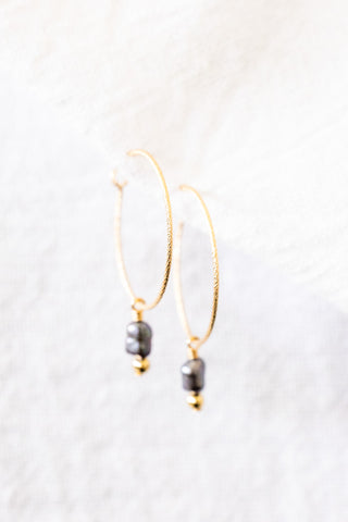 Mini Peacock Pearl & Bead Twisted Hoops