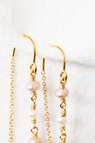 Mini Pink Pearl White Pearl Pattern U Plain Ear Threaders