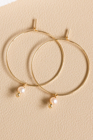 Mini Round Pink Pearl & Bead Dainty Hoops