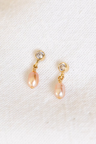 Mini Pink Pearl CZ Studs