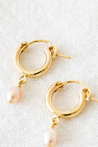 Pink Freshwater Pearl Huggie Hoops