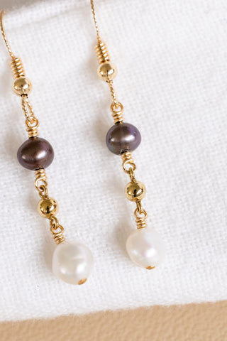 Champagne Potato & Keshi Pearl Twisted Dangle Earrings