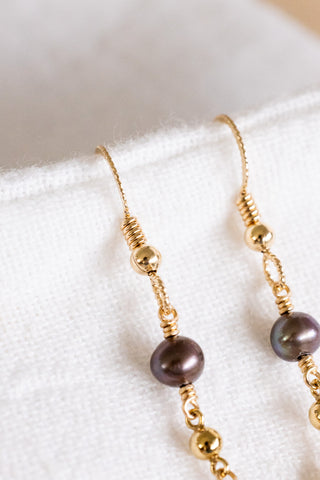 Champagne Potato & Keshi Pearl Twisted Dangle Earrings