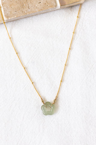 Jade Flower Boxy Beam Necklace