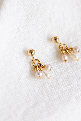 Mini Silver & Freshwater Pearl Ball Studs