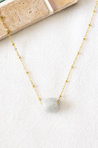 Light Jade Barrel Beam Necklace