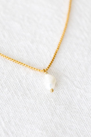 Keshi Pearl Box Chain Necklace