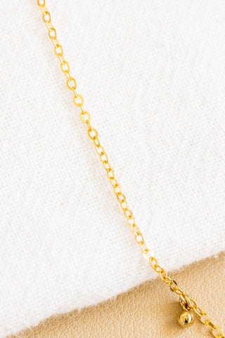 Mini Sunrise Shell, Pink Button Pearl, & Ball Drop Necklace