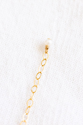 Sunrise Shell & Round Pearl Boxy Beam Necklace