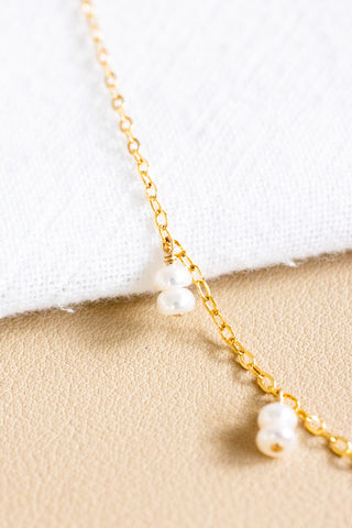 Hebrew Shell Fragment & Stacked Button Pearls Drop Necklace