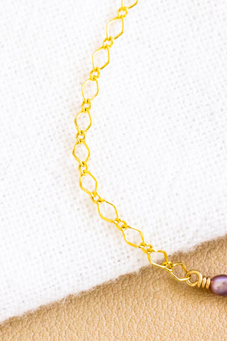 Dwarf Cone & Dark Pink Pearl Eliza Bracelet