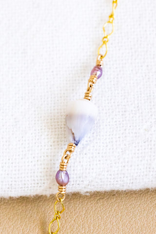 Dwarf Cone & Dark Pink Pearl Eliza Bracelet