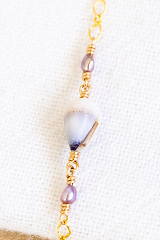 Dwarf Cone & Dark Pink Pearl Eliza Bracelet
