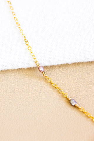 Sunrise Shell & Dark Pink Pearls Necklace