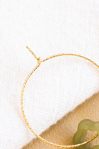 Jade Flower Twisted Hoops