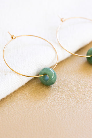 Dark Jade Donut 30mm Dainty Hoops