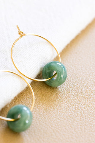 Jade Donut 20mm Dainty Hoops
