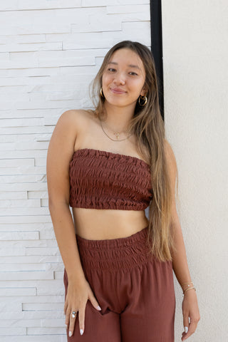 Brown Cinched Tube Top