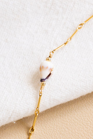 Brown/Indigo Dwarf Cone & Bead Bar Bracelet