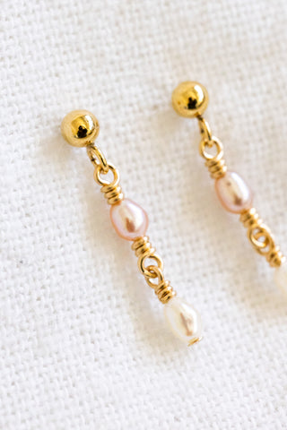 Mini Light Pink Rice Pearl & Mini Rice Pearl Ball Studs
