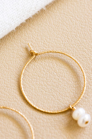 Double Button Pearl Twisted Hoops
