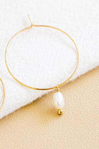 Keshi Pearl & Bead 30mm Dainty Hoops