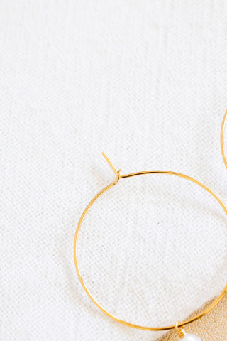 Keshi Pearl & Bead 30mm Dainty Hoops