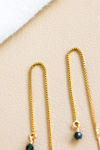 Emerald Box Ear Threaders