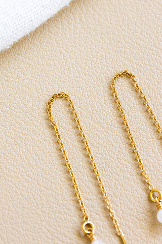 Moonstone Plain Ear Threaders