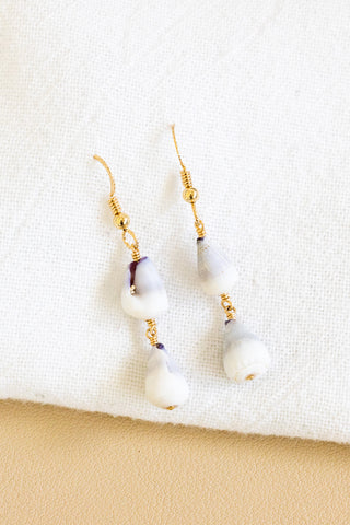 Double Dwarf Cone Shell Twisted Dangle Earrings