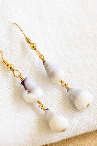 Double Dwarf Cone Shell Twisted Dangle Earrings