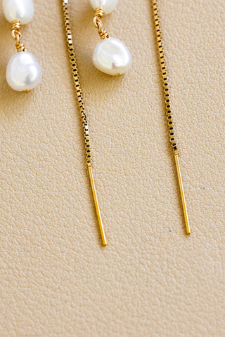 Double Keshi Pearl U Box Ear Threaders
