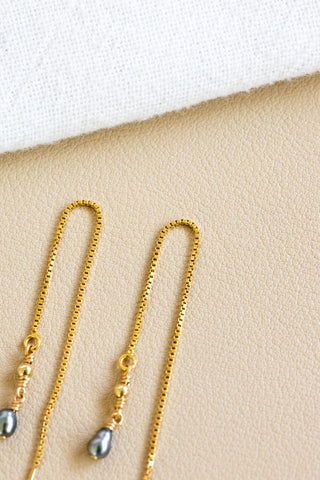 Mini Keshi Tahitian Pearl & Bead Box Ear Threaders