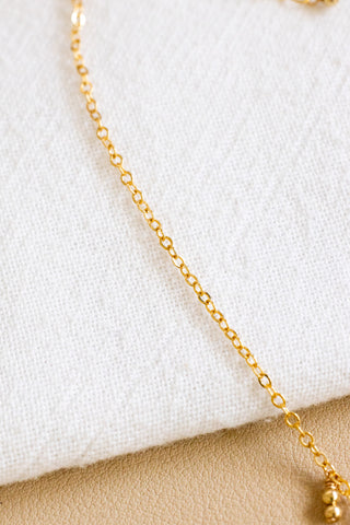 Double Stacked Bead & Small Pearl Sunrise Shell Charm Necklace