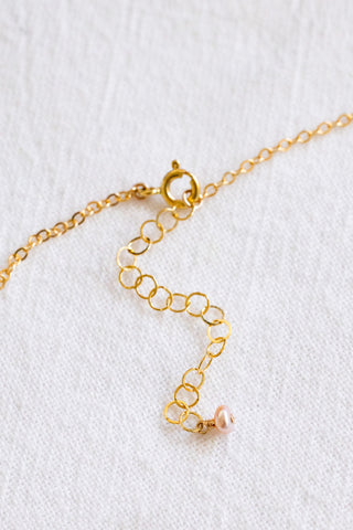 Stacked Mini Pink Button Pearl & Sunrise Shell Charm Necklace