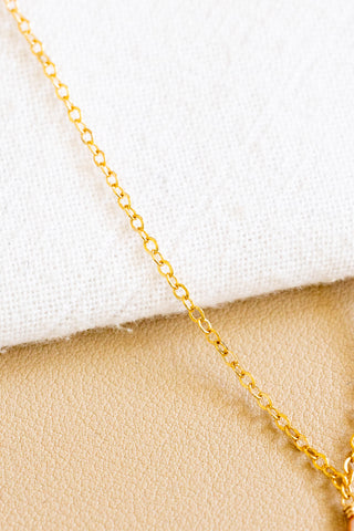 Brown Dwarf Cone & Triple Mini Light Pink Rice Pearl Necklace