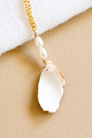 Double Small Pearl & Cat Cone Fragment Necklace