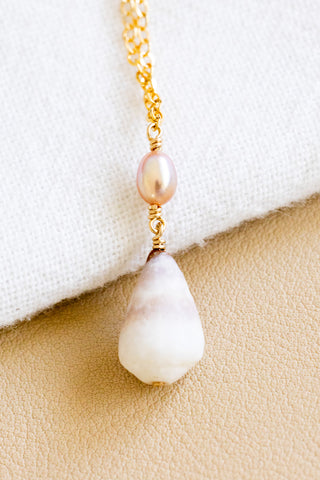 Pink Pearl & Brown Dwarf Cone Necklace