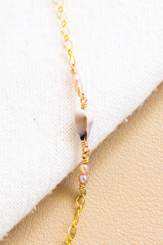 Dwarf Cone & Double Mini Light Pink Rice Pearl Eliza Bracelet