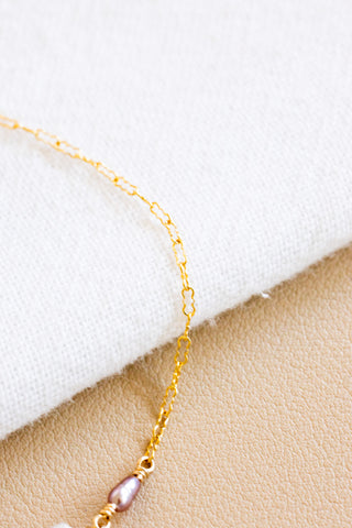 Dwarf Cone & Mini Mauve Rice Pearl Crinkle Bracelet