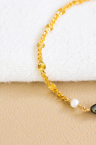 Keshi Tahitian Pearl & Mini Round Pearl Sunrise Bracelet