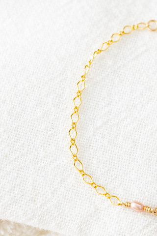 Dwarf Cone & Mini Light Pink Rice Pearl Eliza Bracelet